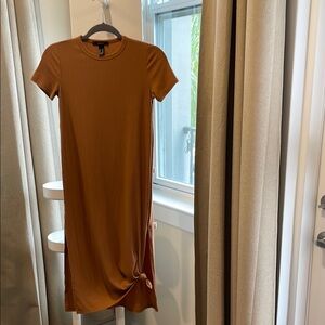 Ribbed mustard Midi Dress